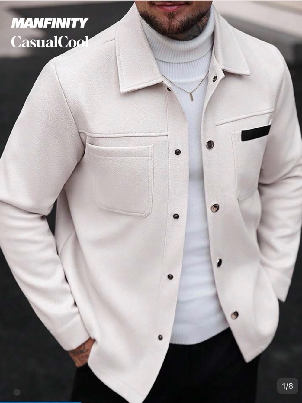 NFINITY Cream Lightweight Shirt Jacket with Chest Pockets
